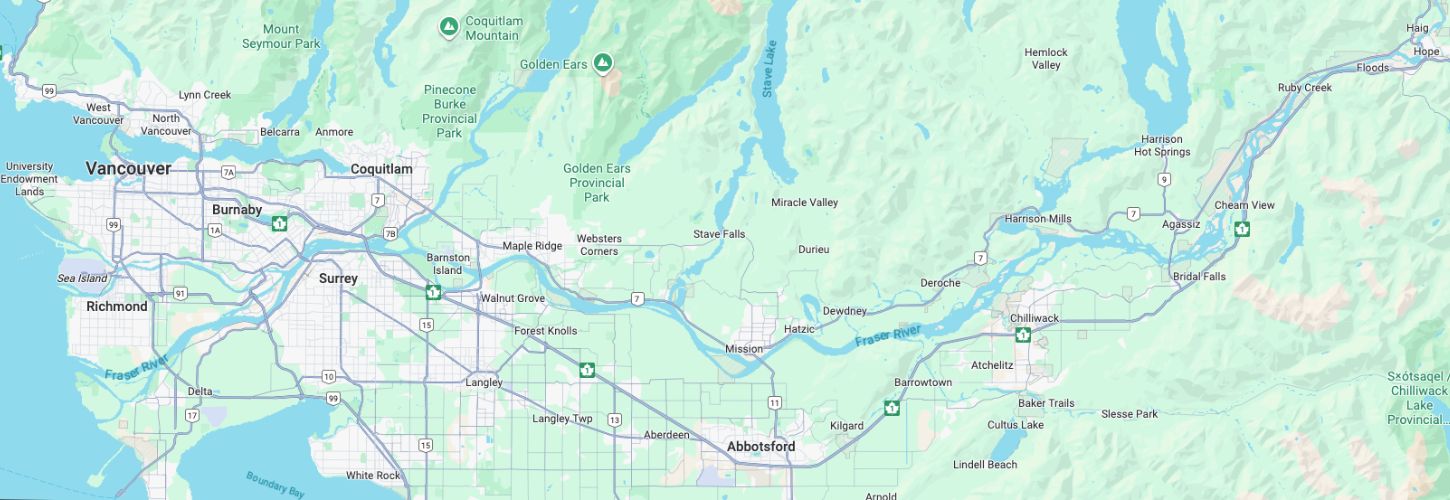 BC Vancouver map area we serve